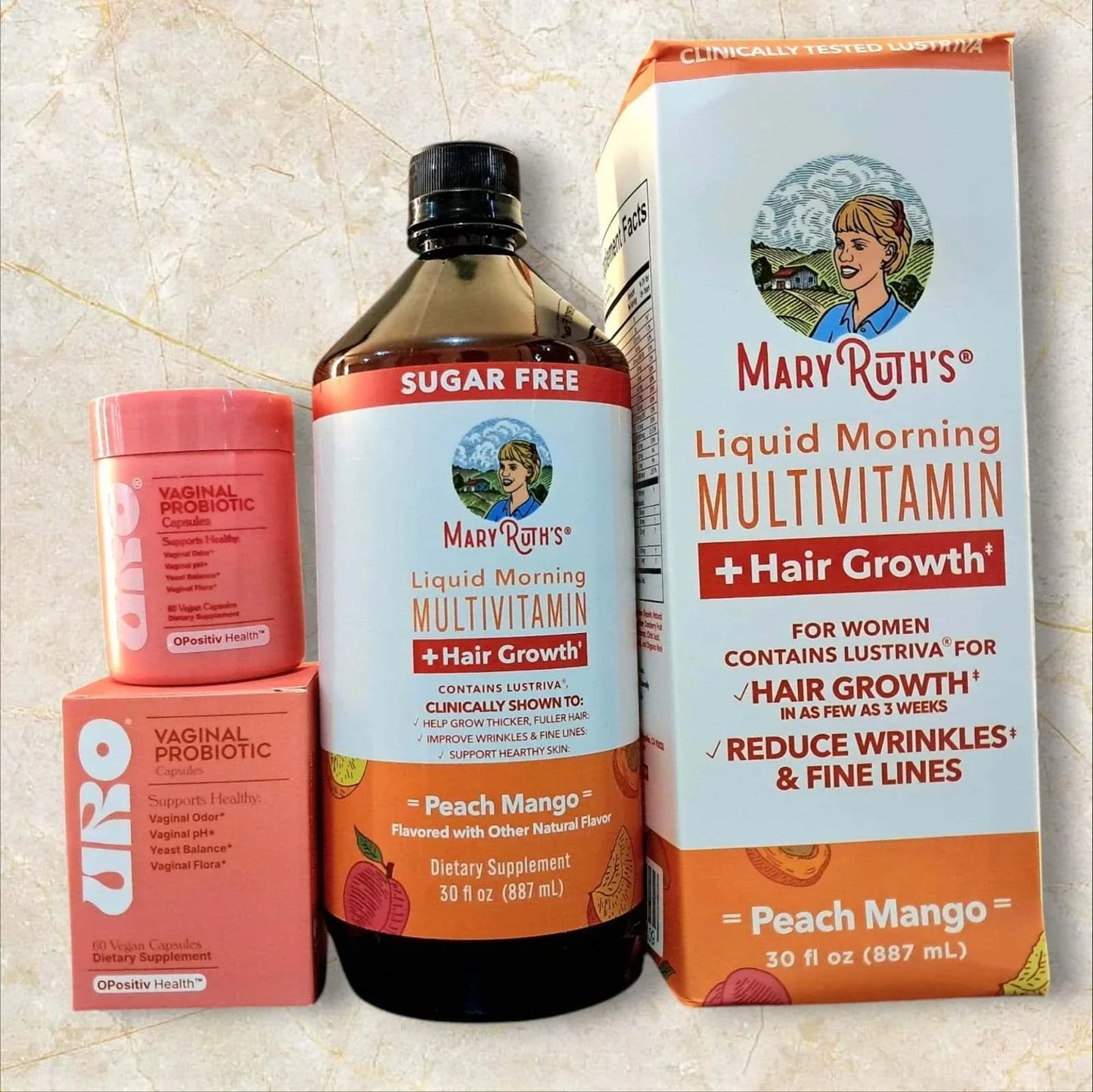 Kit Mary Ruths Multivitaminico Liquido y URO Probioticos - Suplemento Cabello Piel y Salud Intima Original